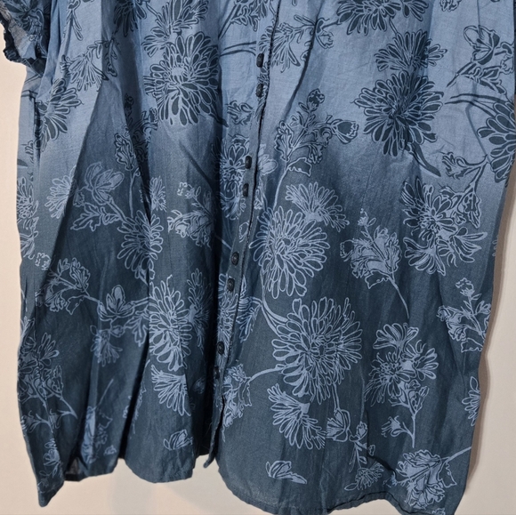 Denver Hayes XL Blouse Button Up Hawaiian Style Blue Ombre Floral  Resort Travel - Picture 5 of 14